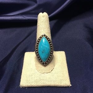 Silver and natural turquoise ring